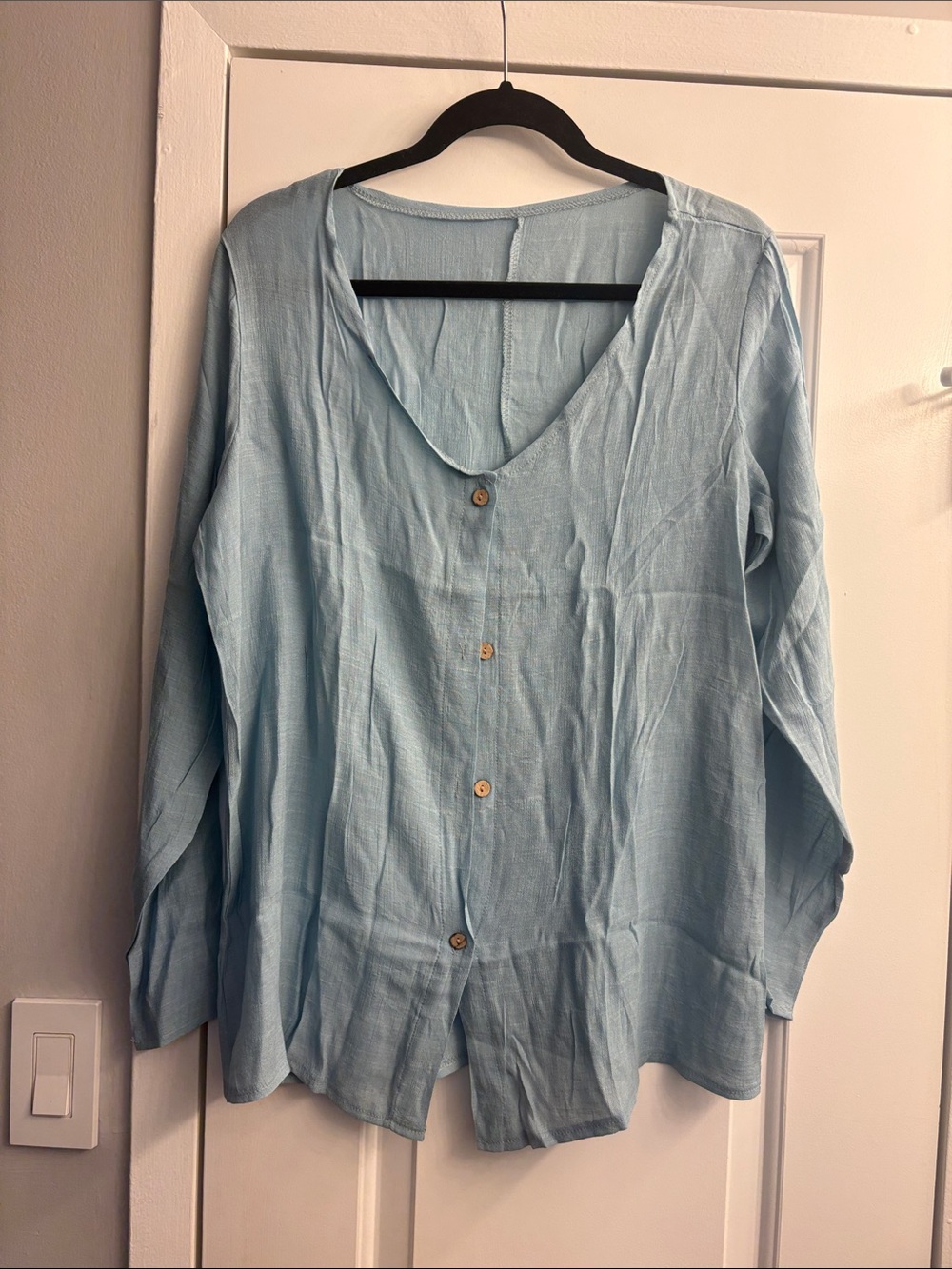 Light Blue Button-Down Women's Top